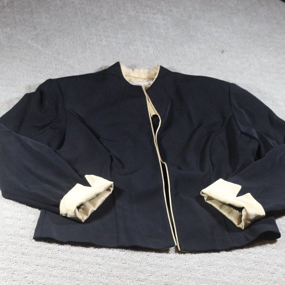 Dress Barn Size 12 Black with Yellow Piping Blazer - Picture 1 of 4